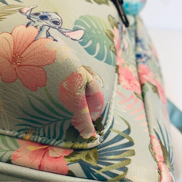 Loungefly Disney Stitch Tropical Hibiscus Floral Monstera leaf Mini Backpack EUC main image 14